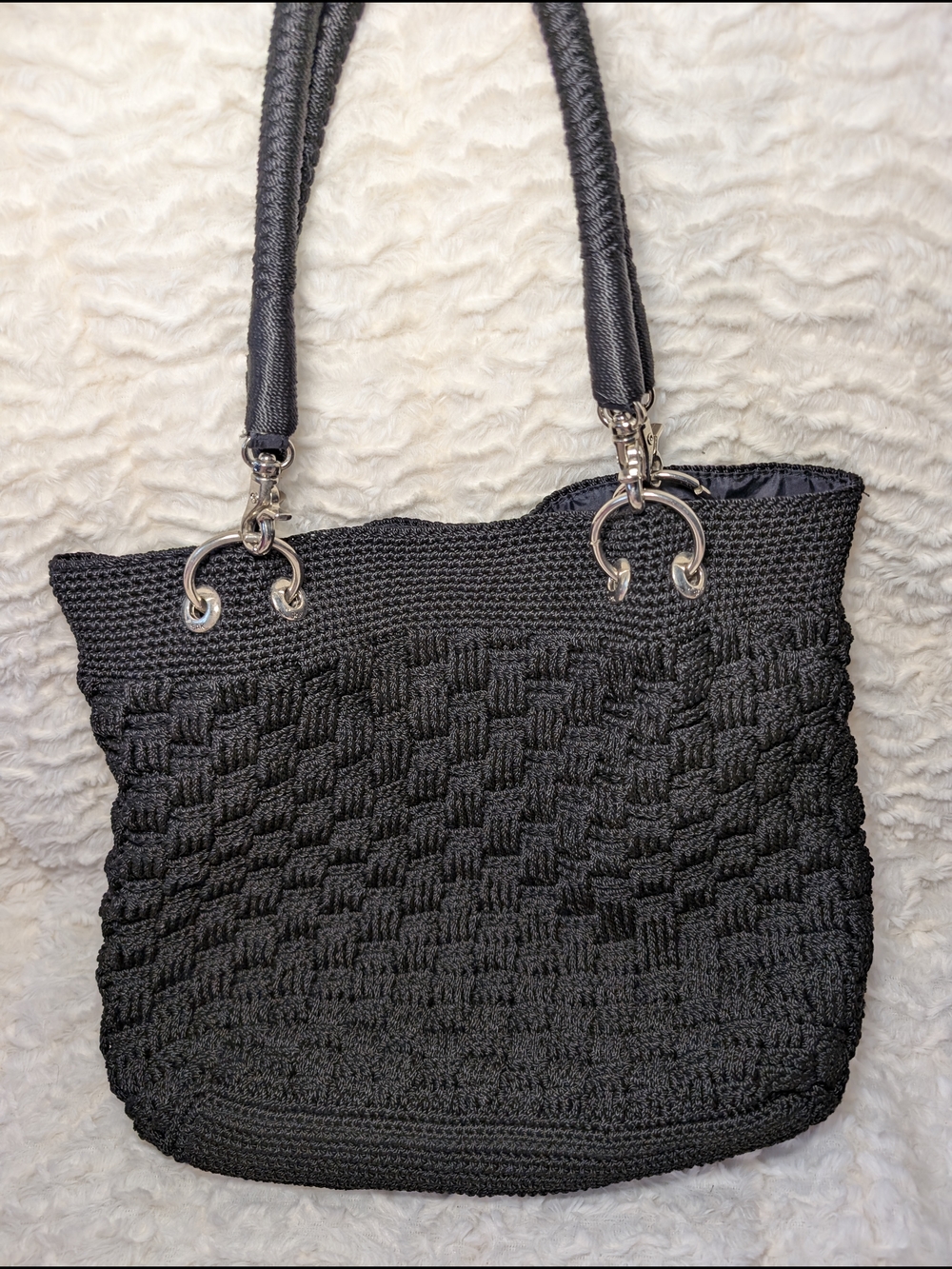The Sak Black Woven Tote with Silver Hardware